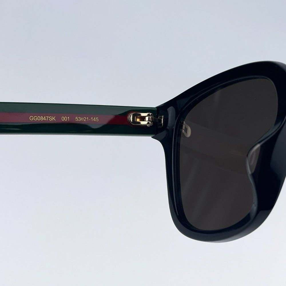 Gucci GG0847SK 001 Sunglasses Black Green Grey Square Unisex - Picture 12 of 13